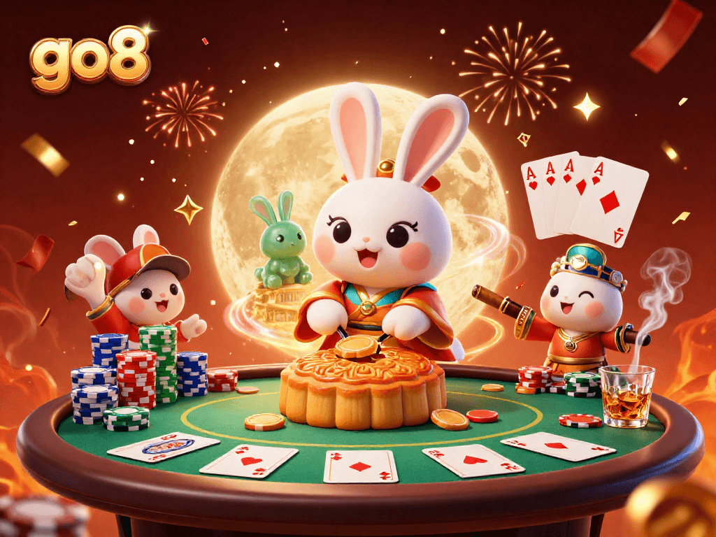 Engage with go8's thrilling atmosphere of chance and poker gaming excitement illustrated with mythical elements.