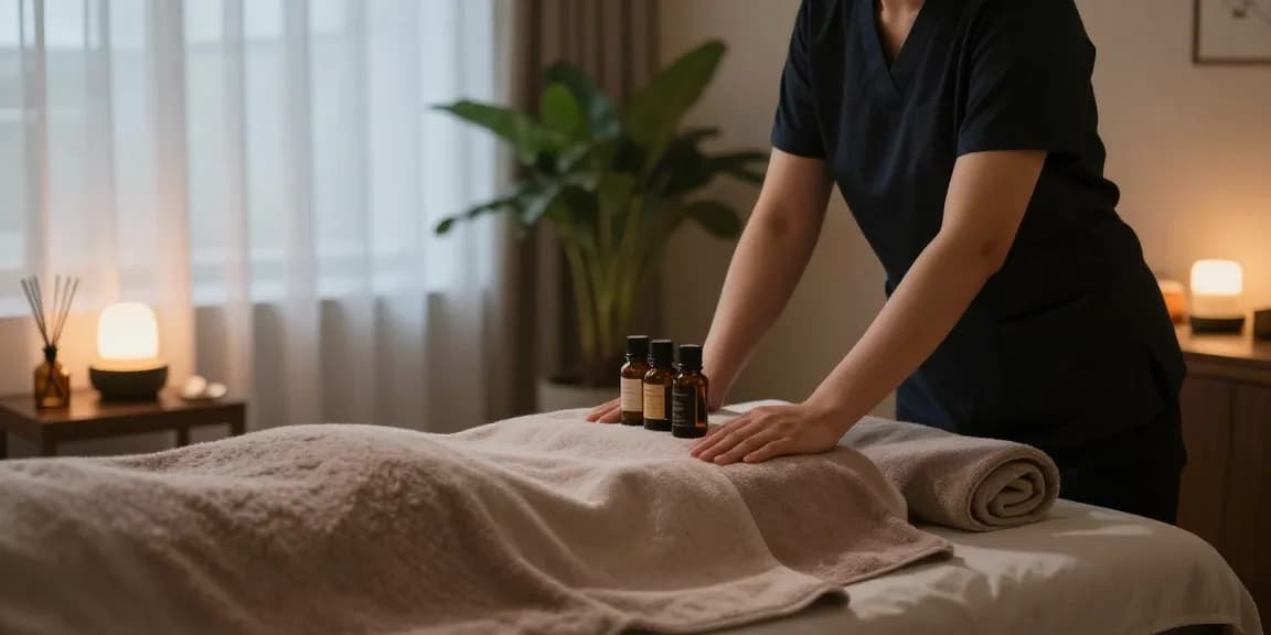 Relaxing spa environment highlighting 의정부출장마사지 with calming elements.