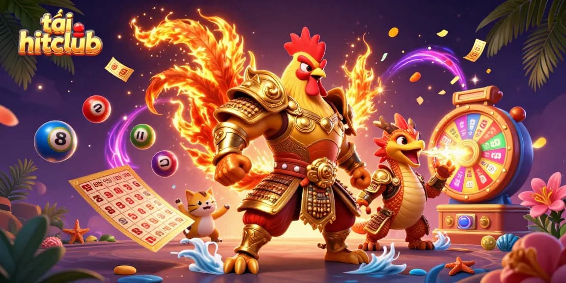 Experience excitement with tải hitclub in a vibrant 3D casino scene, featuring unique characters and game elements.