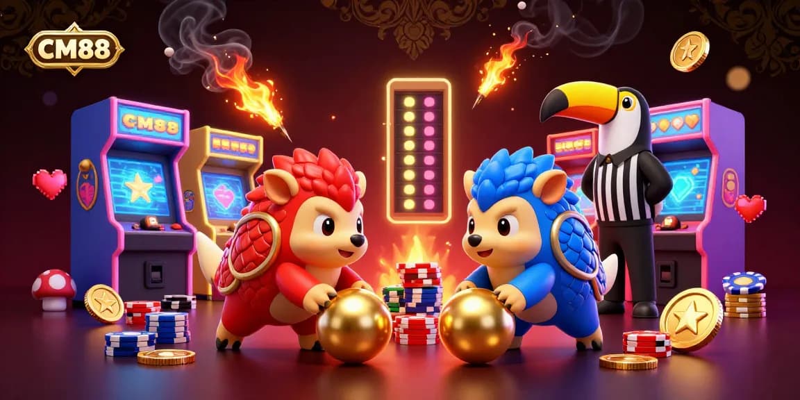 Experience the vibrant CM88 casino with pangolins in armored rolls amid golden chips.