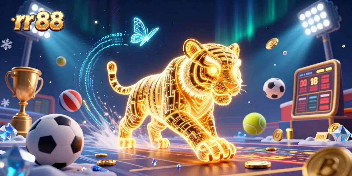 Experience thrilling gameplay at rr 88, where a stunning 3D neon-wireframe tiger represents the excitement of digital casinos.