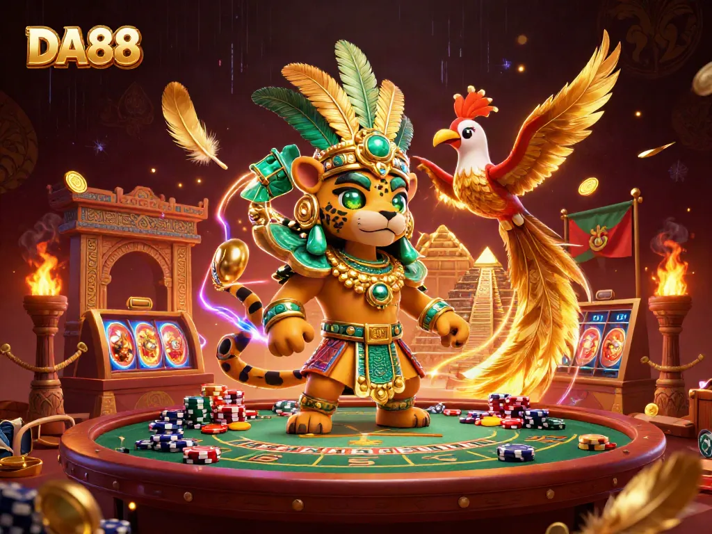 Engage in a thrilling casino experience with DA88 featuring vibrant characters and dynamic gambling elements