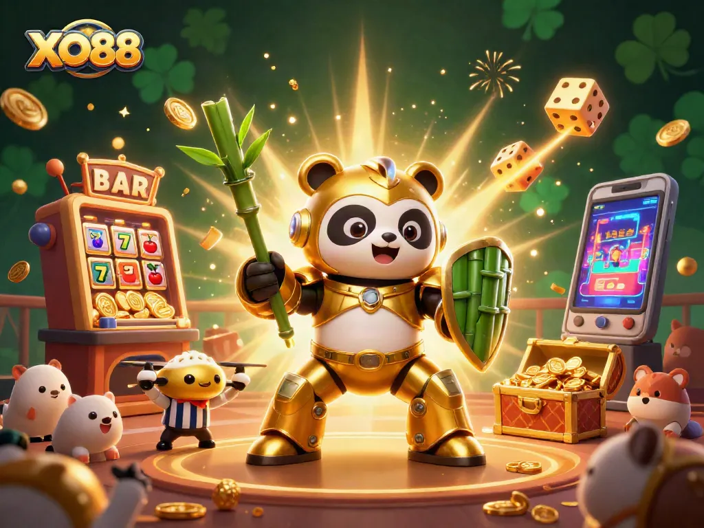 Experience the thrilling games and jackpots at XO88 with a vibrant 3D casino scene.