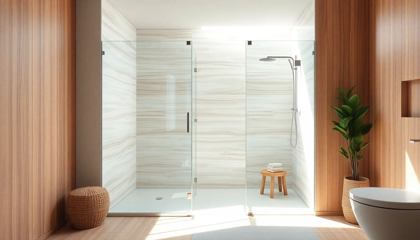 Show shower screens for walk in showers enhancing a modern wet room decor.