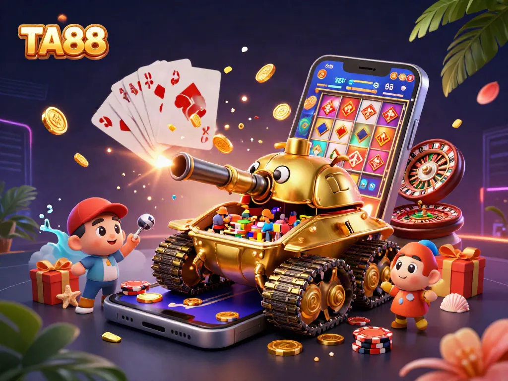 Engage in thrilling TA88 casino action with a vibrant 3D beetle tank and colorful games.