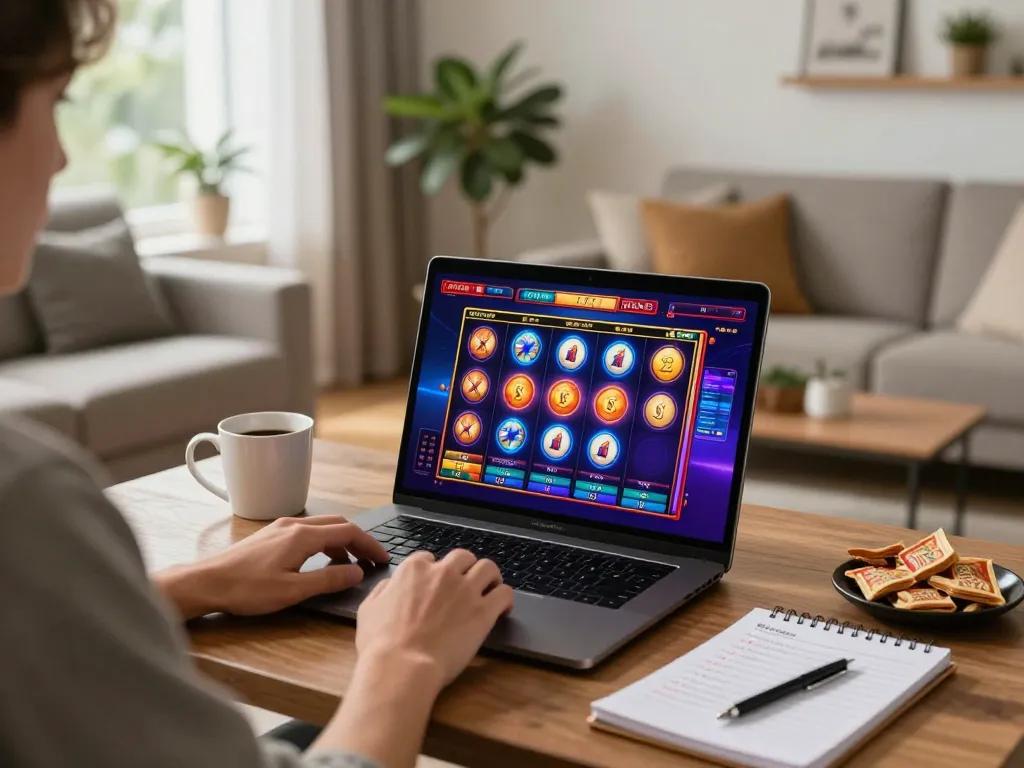 Engaging Slot Malaysia gaming experience displayed on a cozy home setup, emphasizing online slots.