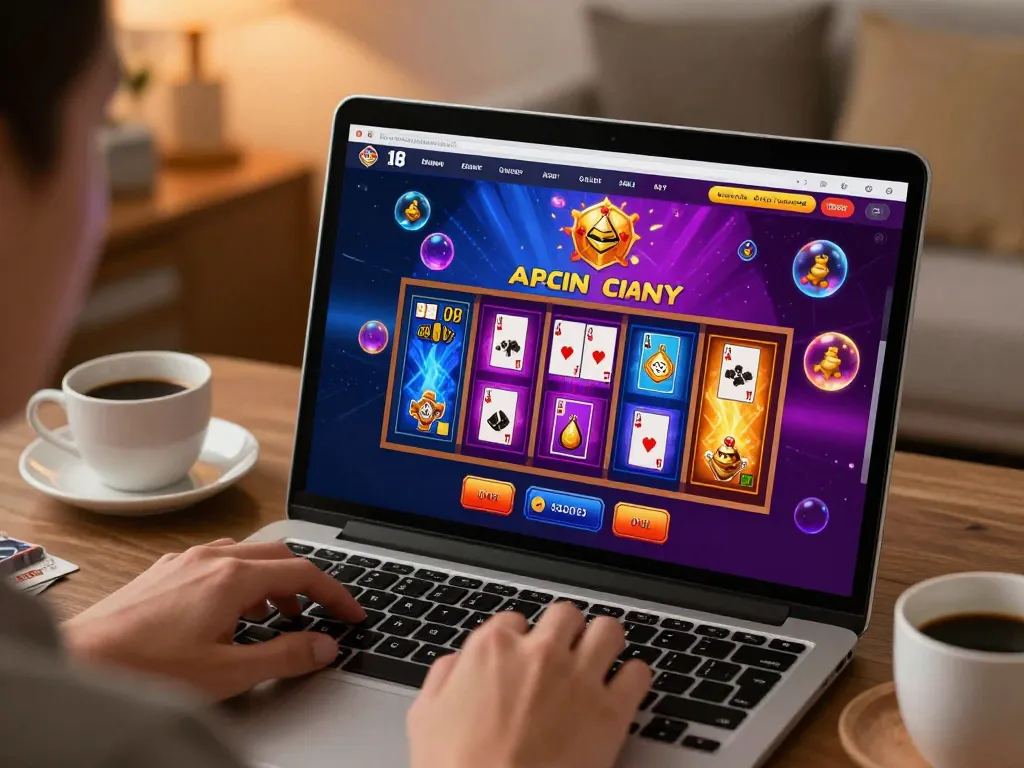 Hitclub players engaging with exciting card games on an online casino interface in a cozy setting