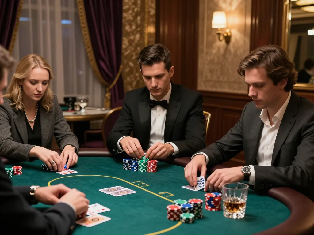 Players enjoying a thrilling poker game in the luxurious go8 high-roller room