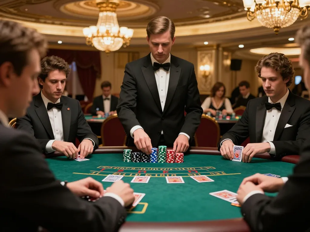 Players engage in strategic blackjack at u888's elegant casino table with warm lighting.