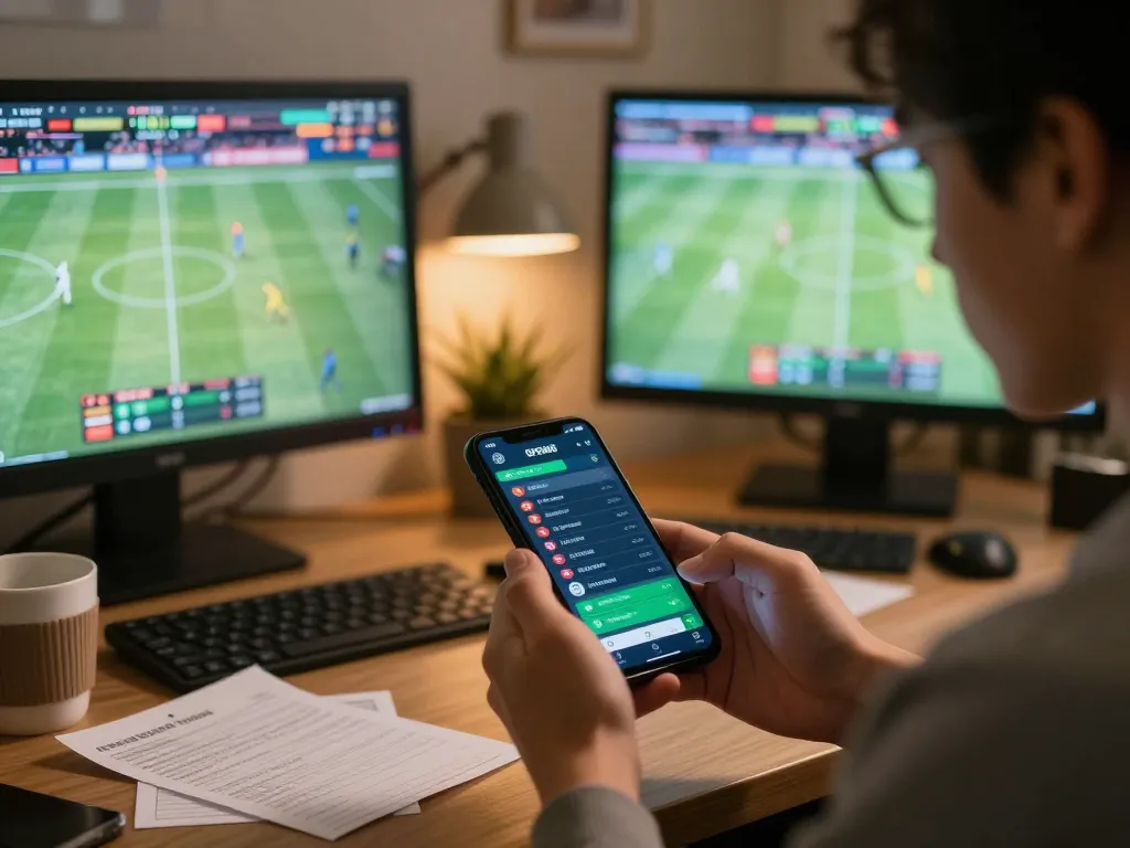 Enjoy betting on sports with OPEN88 using smartphone, showing live odds and competitive atmosphere.