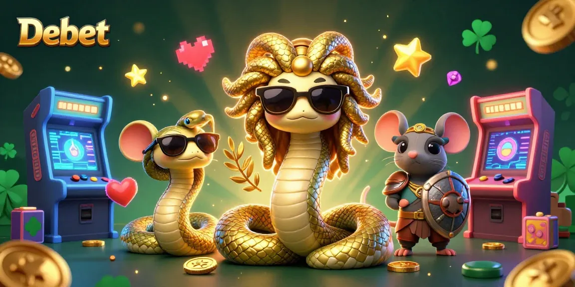 Experience exciting gameplay and fun with Debet's vibrant casino world featuring animated characters and dynamic game elements.