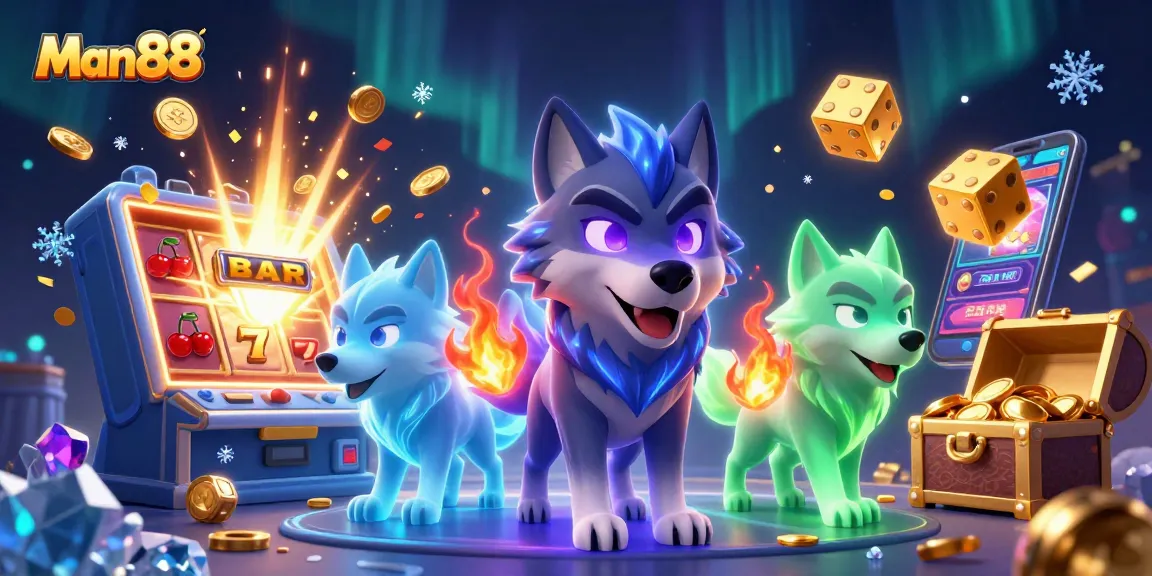 Experience thrilling gameplay at Man88 with vivid 3D illustrations of jackpots and casino excitement.