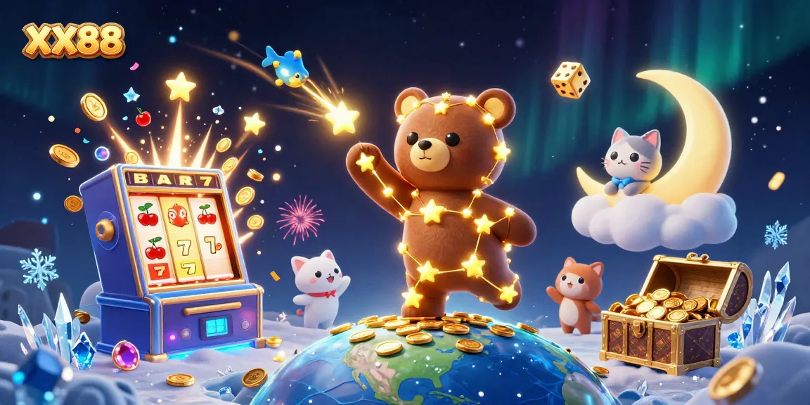 Experience thrilling jackpot moments with XX88's magical 3D casino illustration, showcasing vibrant game elements.