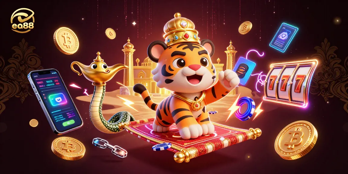 Spin the reels with ea88’s magical casino adventure featuring vibrant characters and crypto elements.