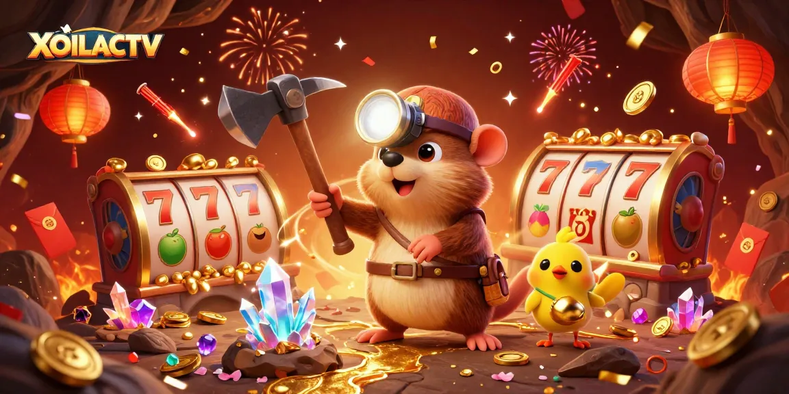 Experience exciting gameplay with XOILACTV in a vibrant casino scene featuring a treasure hunter and glowing elements.