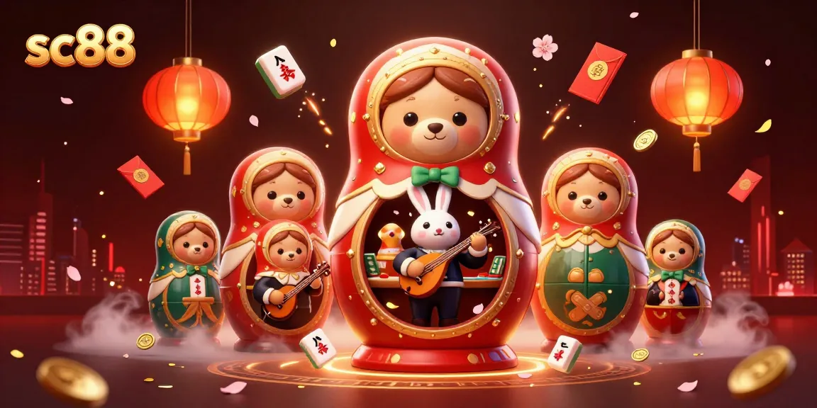 Experience exciting gameplay at sc88 as the whimsical bear and rabbit animate the magical casino scene filled with festive details.