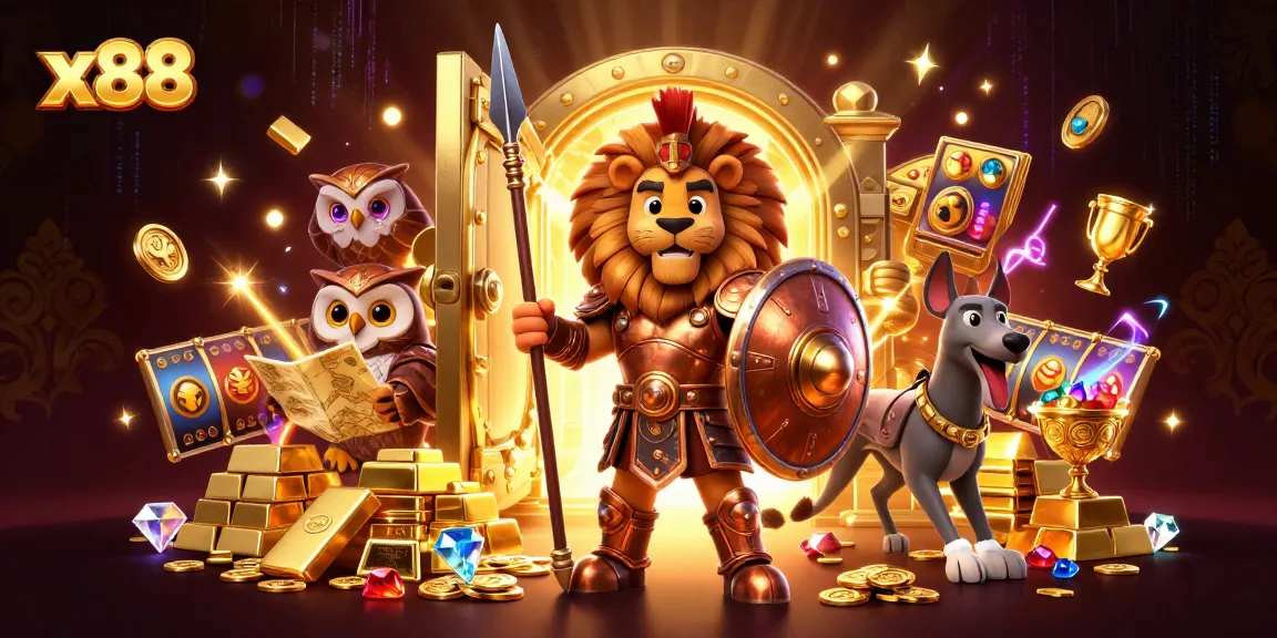 X88 offers thrilling slot games in an immersive 3D casino world filled with treasures.