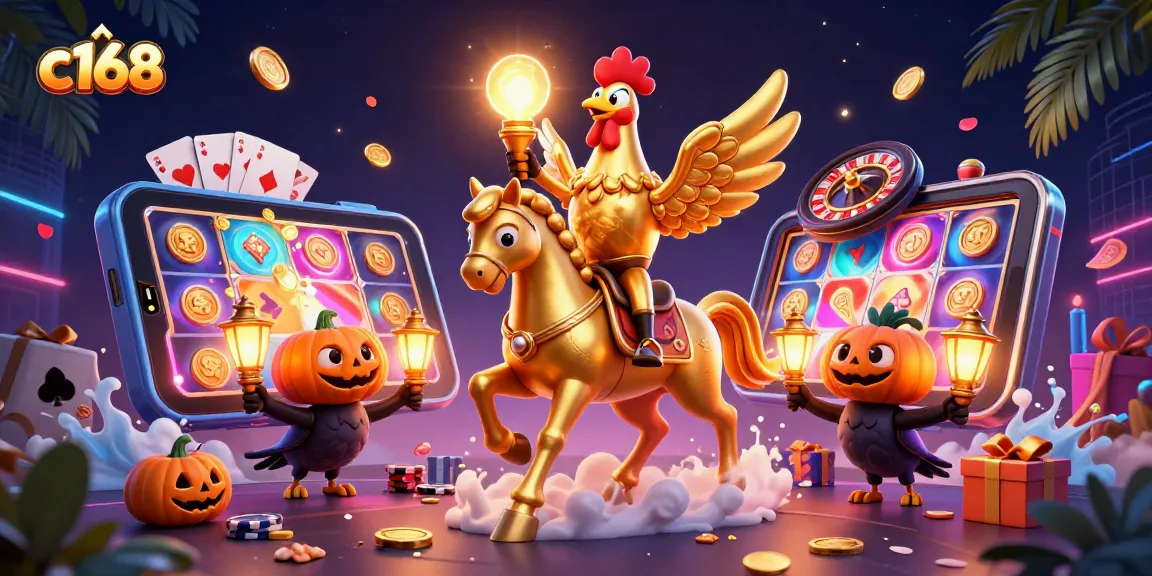 Experience thrilling fun at c168 with an exciting 3D animated scene featuring unique characters in a vibrant casino.