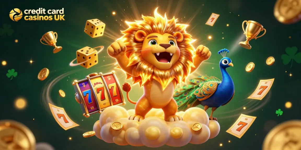 Engage with credit card casinos UK in an energetic scene featuring vibrant 3D characters and casino elements.