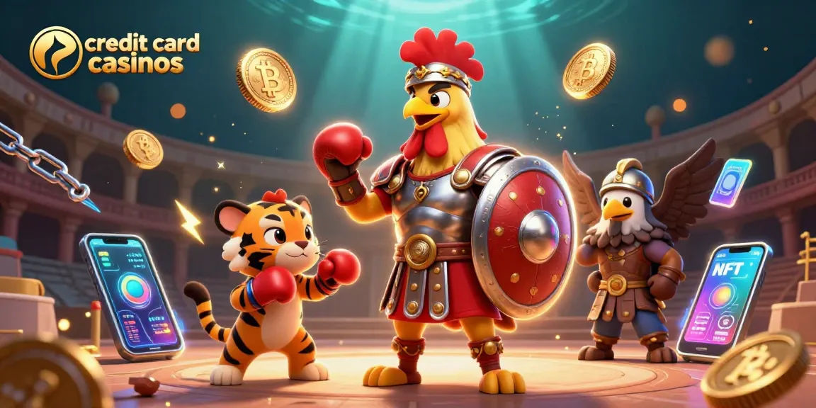 Experience the excitement of credit card casinos with thrilling 3D illustrations showcasing dynamic gaming elements.