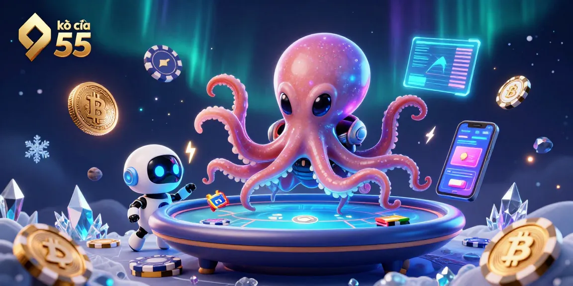 Engage in dynamic play with kèo nhà cái 55 at a vibrant cosmic poker table featuring alien characters.